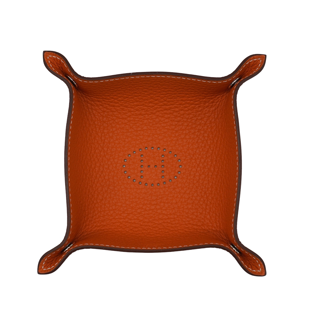 二手品 Hermes 愛馬仕 牛皮置物盤(橘)