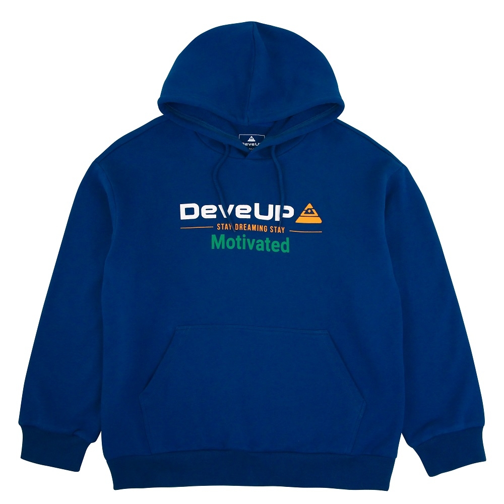 DeveUP - 棉質連帽印圖長袖上衣 (產品編號 : D02102 碧空藍)