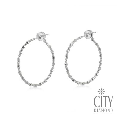 【City Diamond 引雅】日本 PT950 鉑金 刻花 鬥圈 耳環(東京Yuki系列)