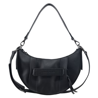 LONGCHAMP 3D系列小牛皮半月型兩用包(小/黑)