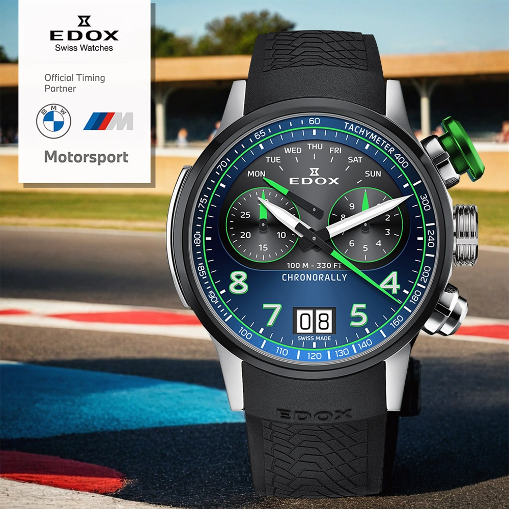 EDOX 140周年 BMW 摩托車紀念錶 鈦金屬大日期計時手錶 開學換新季 送禮推薦 E38003.TINV.BUNV
