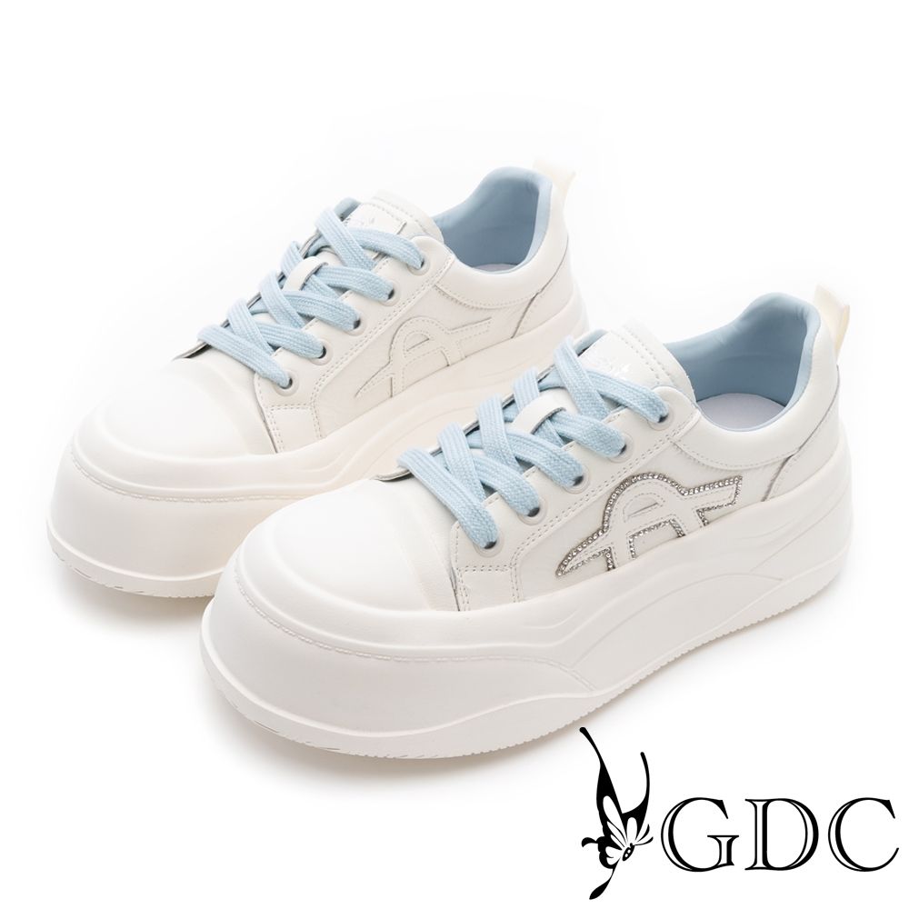 GDC-側A鑽飾小心機厚底休閒鞋-藍