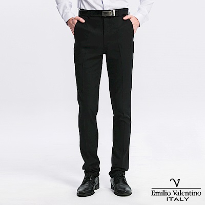 Emilio Valentino 范倫提諾修身彈性平面西褲-黑