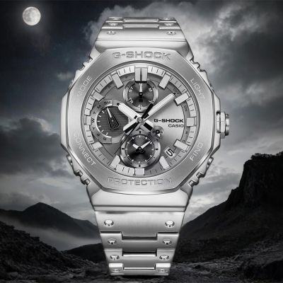 CASIO 卡西歐 G-SHOCK 全金屬八角太陽能藍芽計時錶 手錶 開學換新季 送禮推薦-銀 GMC-B2100ADS-1A