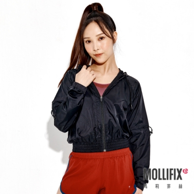 Mollifix瑪莉菲絲 連帽短版風衣外套 (黑) 暢貨出清