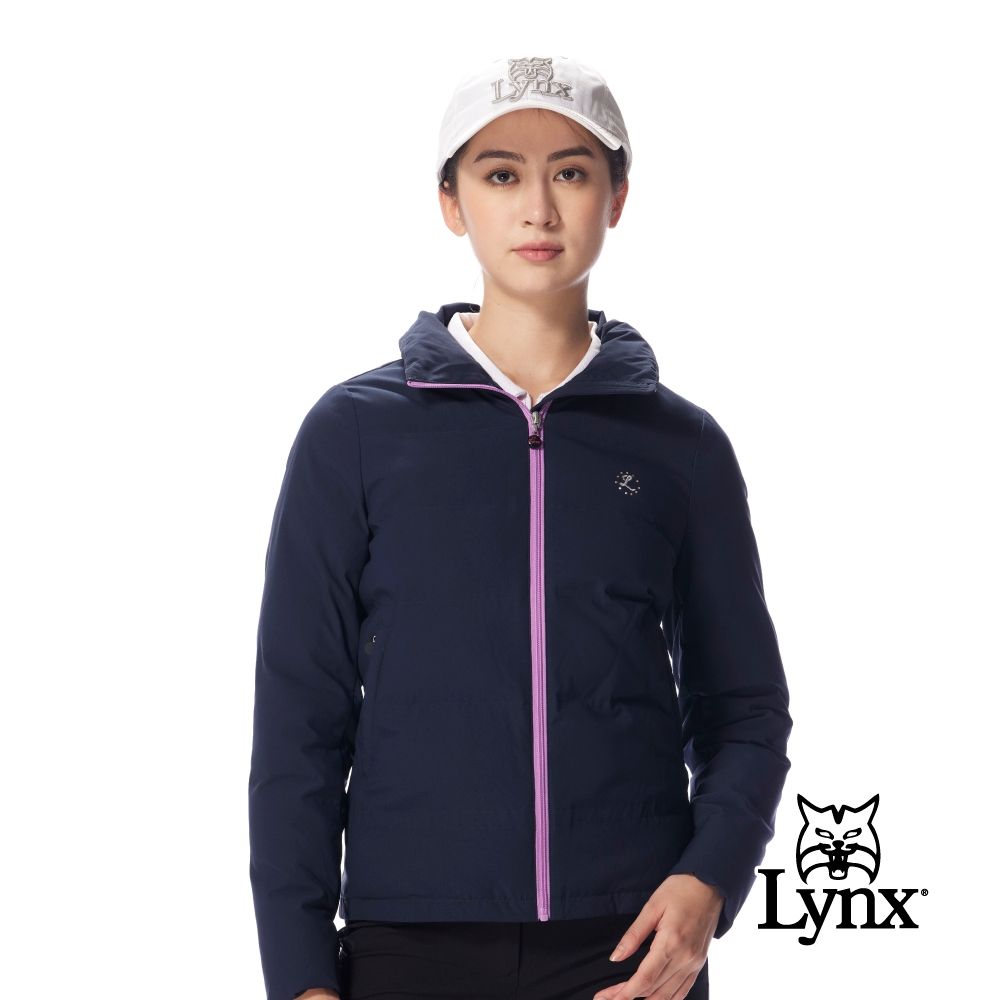 【Lynx Golf】女款短版杜邦科技羽絨防潑水保暖外套(二色) (深藍色)