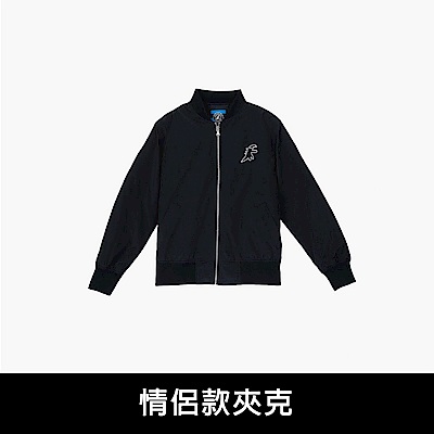 agnes b.Sport b. 女裝 恐龍logo 羅紋領拉鏈夾克 黑色 情侶款