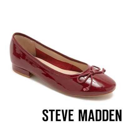 STEVE MADDEN-素面編織蝴蝶結娃娃鞋 TWVINA-鏡紅色