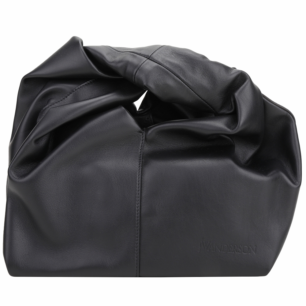 J.W. Anderson TWISTER HOBO 柔軟小牛皮扭結手提包(黑色)