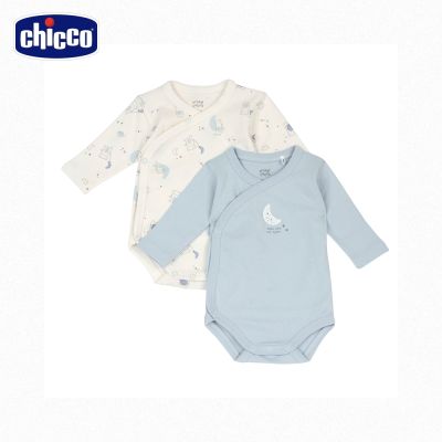 chicco官方直營-粉彩-滿版印花前側開連身衣二入