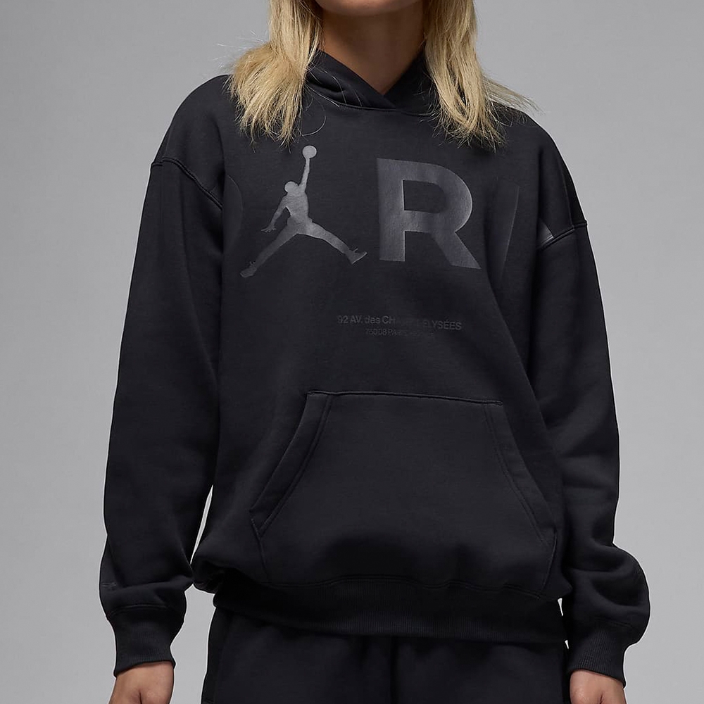 Nike J PSG BRKLN FLC GFX PO 女款黑色運動休閒喬丹連帽長袖 Nike J PSG BRKLN FLC GFX PO 女款黑色運動休閒喬丹連帽長袖