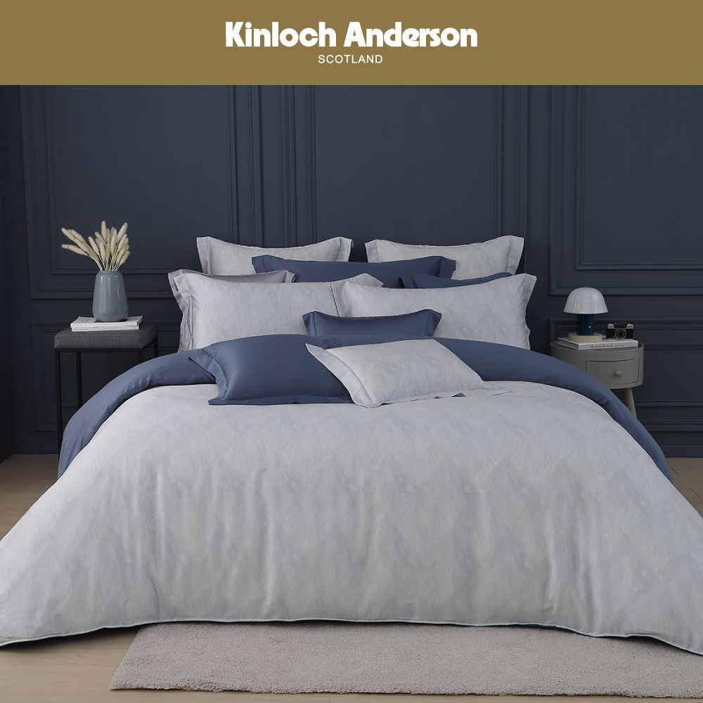 【未使用品】寝具セット(Kinloch Anderson - Scotland) 金安德森】萊賽爾天絲雙人兩用被四件式床包組-克魯日-藍-加大(金安德森