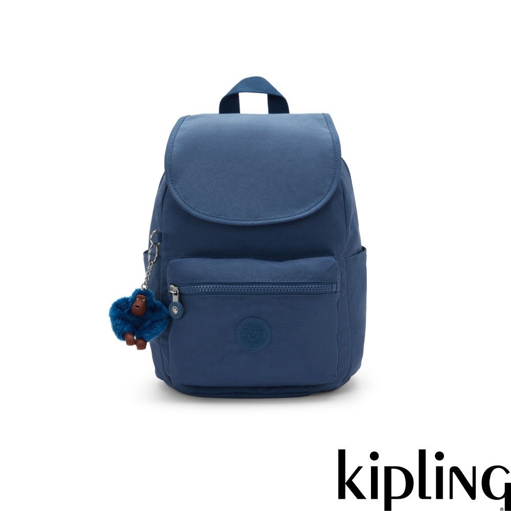 Kipling (網路獨家款)雲海藍翻蓋式雙肩後背包-EZRA S