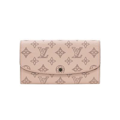 LOUIS VUITTON路易威登 二手品 Louis Vuitton LV路易威登 展示品 Iris Mahina 打孔通花小牛皮釦式長夾(M60145-粉)