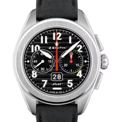 ZENITH 真力時PILOT BIG DATE FLYBACK飛行員系列 不鏽鋼皮革腕錶(03.4000.3652/21.I001)x42.5mm