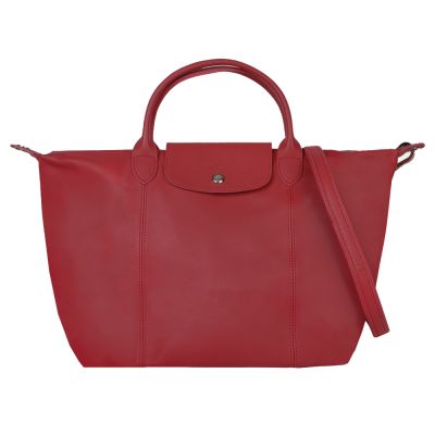 【LONGCHAMP】L1515737A27 經典摺疊手把羊皮水餃包 (酒紅色)