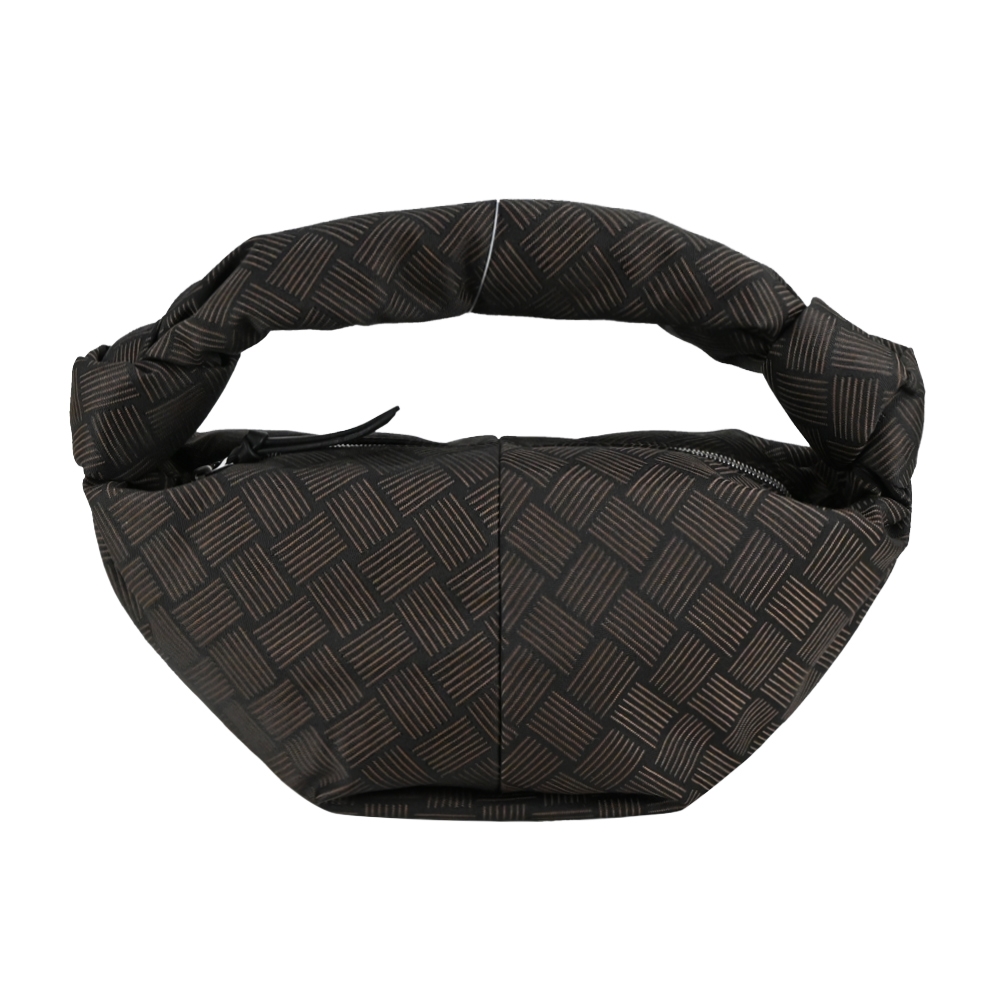 BOTTEGA VENETA 寶緹嘉   經典圖案刺繡尼龍雙結手提包(迷你/咖啡)