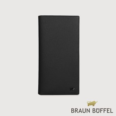 【BRAUN BUFFEL 德國小金牛】台灣總代理 維克多-E 14卡兩折V型長夾-黑色/BF570-621-BK
