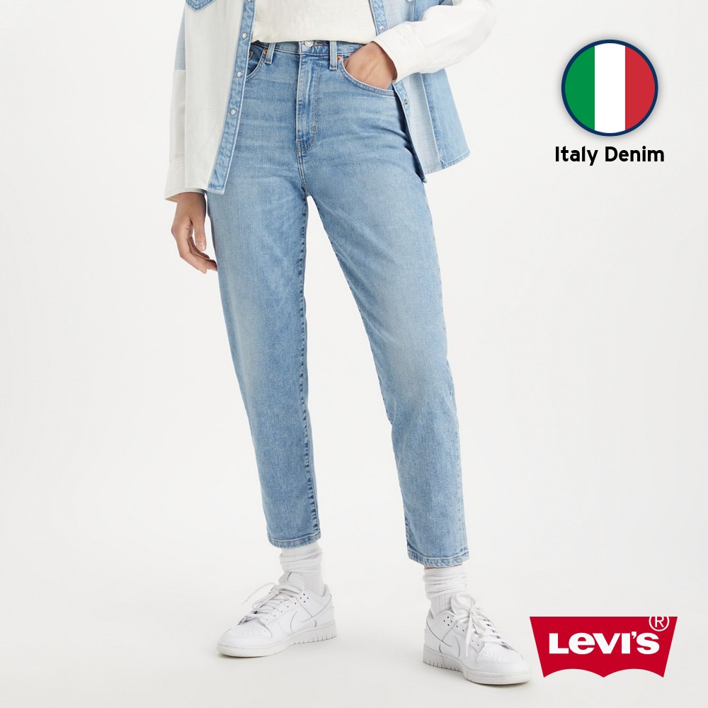 Levis 女款 上寬下窄 高腰修身窄管牛仔男友褲 / 義大利Candiani面料 / 精工淺藍色刷白工藝 及踝款 熱賣單品