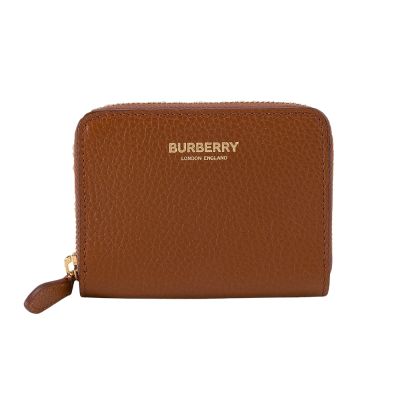 BURBERRY 皮革ㄇ字型拉鏈卡片零錢包(棕褐色)