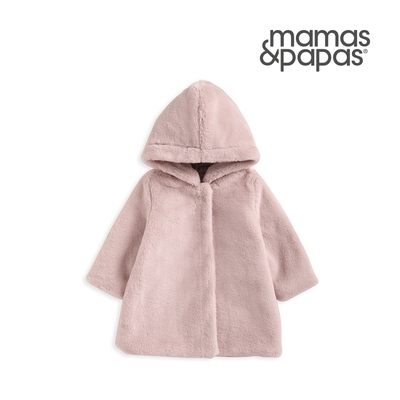 Mamas&Papas 玫瑰雪絨-連帽絨毛外套
