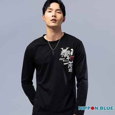 日本藍 BLUE WAY – 藍字貓武士薄長TEE