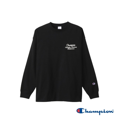 Champion 官方直營-純棉CASUAL 寬版印花長袖TEE-男(黑色)