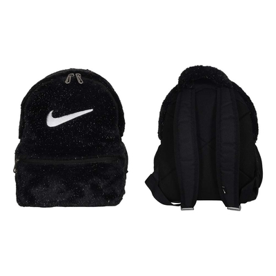 NIKE 兒童毛絨後背包-11L-肩背包 旅行包 FZ1330-010 黑銀白