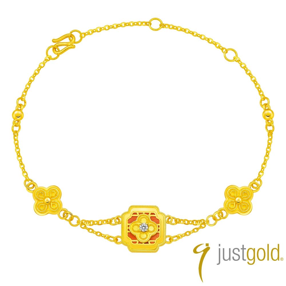 【Just Gold 鎮金店】花錦雅韻 黃金手鍊