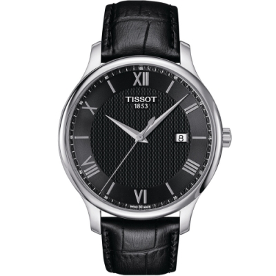 TISSOT 天梭 官方授權 Tradition 懷舊古典時尚腕錶 畢業禮物首選(T0636101605800)黑/42mm