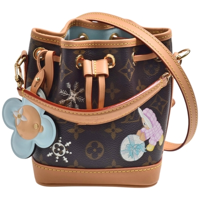 LOUIS VUITTON路易威登 LV M12221聖誕限定Snow Show系列Nano Noé Monogram帆布束口手提/斜背水桶包