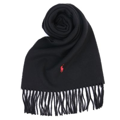 RALPH LAUREN POLO 小馬刺繡LOGO素面羊毛圍巾-多色任選