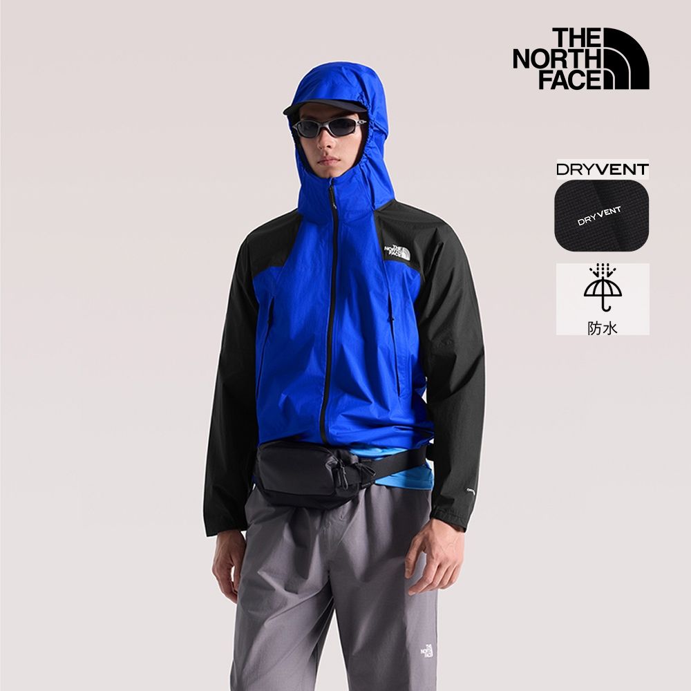 【The North Face 官方旗艦】北面男款藍色DRYVENT防水連帽衝鋒衣｜8HQWEF1