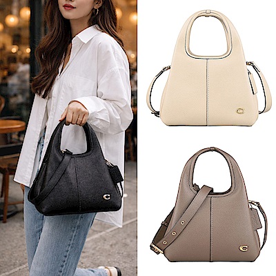 COACH Lana 23 復古仿舊C字LOGO 荔枝紋牛皮兩用菜籃包(多色)
