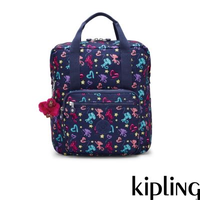 Kipling 深藍印花機能手提後背包-BUDDY