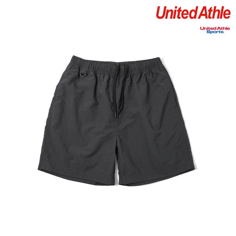 日本授權 United Athle 1880-01 機能抽繩尼龍 拉鍊短褲 (炭灰色)
