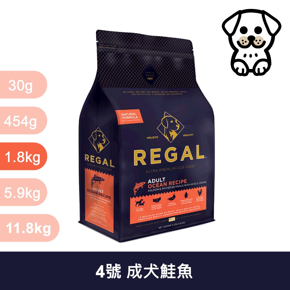 芮格爾REGAL｜RD4 成犬鮭魚腸胃呵護1.8kg｜ 芮格爾天然犬糧1.8公斤狗飼料狗乾糧狗糧全齡犬挑嘴| 全齡犬| Yahoo購物中心