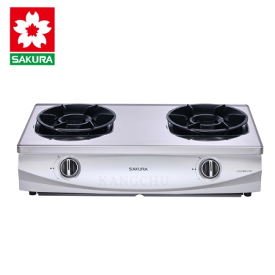 SAKURA櫻花牌 櫻花牌 G5902S 聚熱焱雙炫火不鏽鋼傳統式二口瓦斯爐(桶裝)