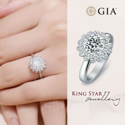 King Star GIA 50分 D VS 3EX 18K 天然鑽石戒指 花戀(八心八箭 完美車工)
