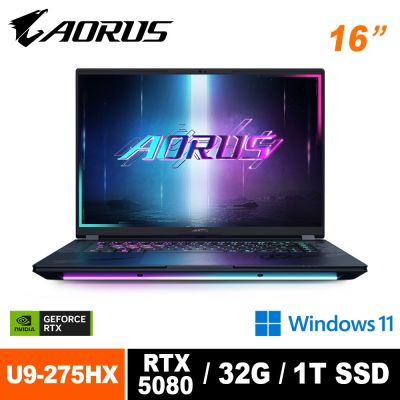 GIGABYTE技嘉 GIGABYTE 技嘉AORUS MASTER 16 BYHC5TWE64SH 16吋電競筆電(Ultra 9 275HX/RTX5080 16G/32G/1TB/Win11/OLED/240Hz)