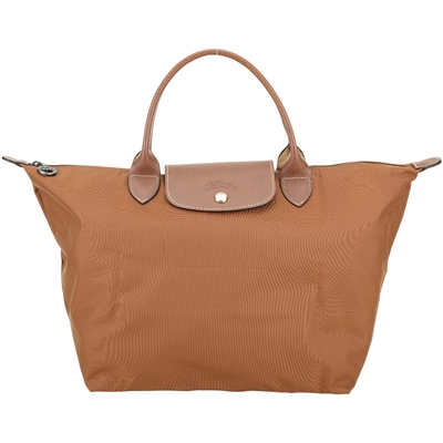 LONGCHAMP Le pliage 短提把摺疊水餃包(M/白蘭地棕)