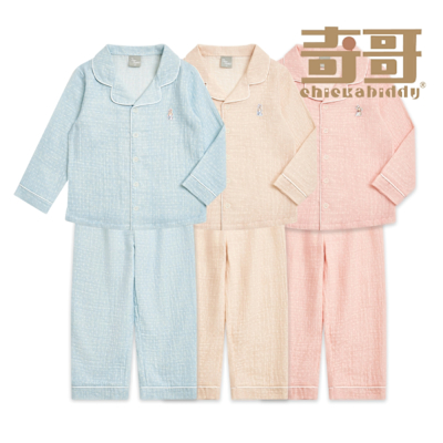 奇哥官方旗艦 比得兔 嬰幼童裝 四季比得純棉紗布睡衣/居家服/長袖上衣/長褲(6-8歲)