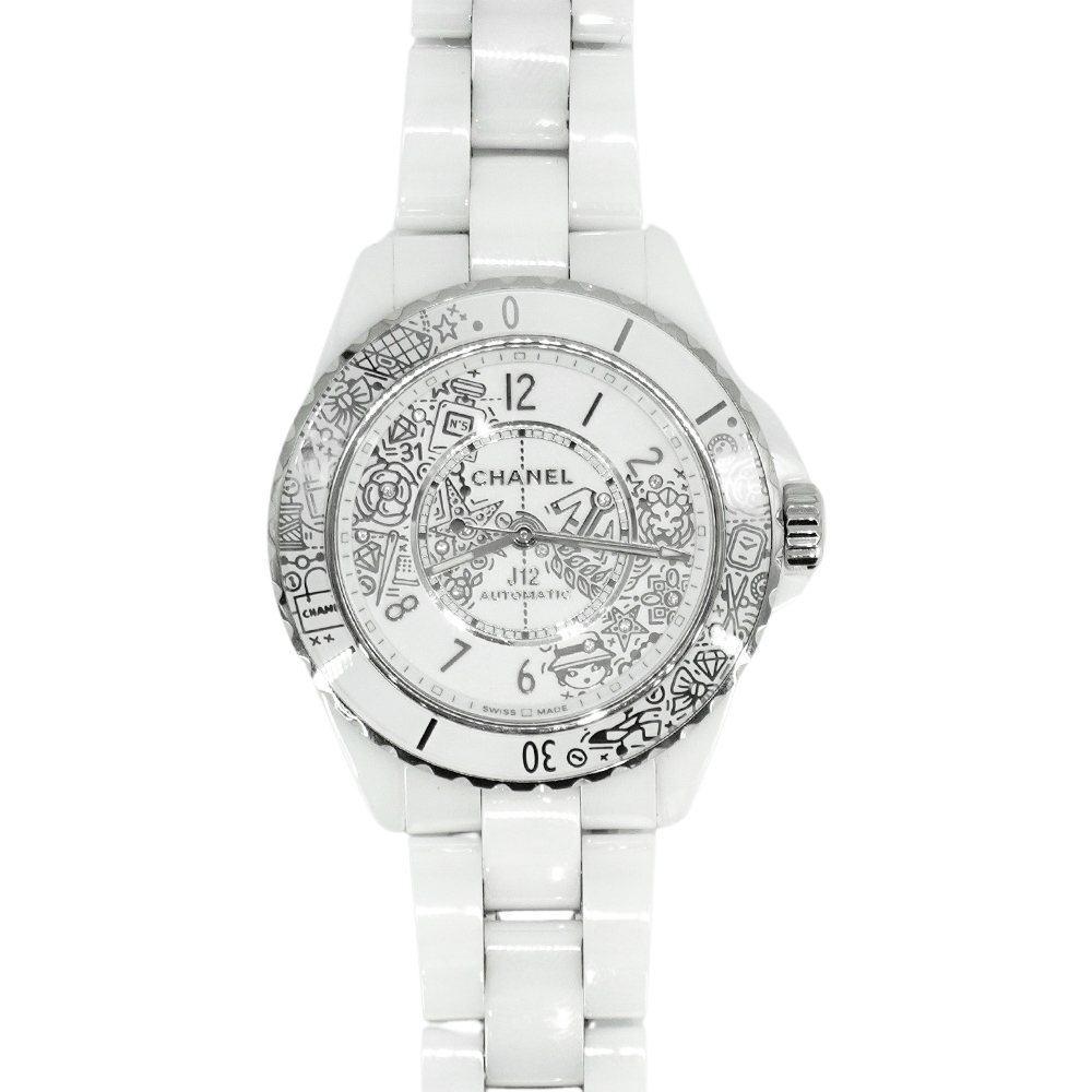Chanel 香奈兒展示品J12 20週年限量款圖騰陶瓷錶-38mm(白) | CHANEL