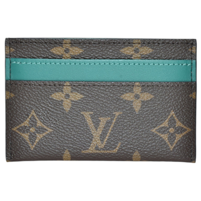 LOUIS VUITTON路易威登 LOUIS VUITTON  M12839 Monogram塗層帆布牛皮雙面名片夾(棕/綠)