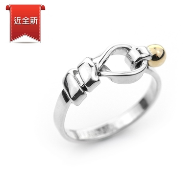 二手品 Tiffany&Co. 蒂芙尼 18K黃金珠幸運結扣925純銀戒指