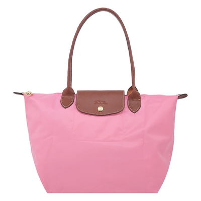 LONGCHAMP LE PLIAGE系列長把再生尼龍摺疊水餃包(中/棉花糖粉)