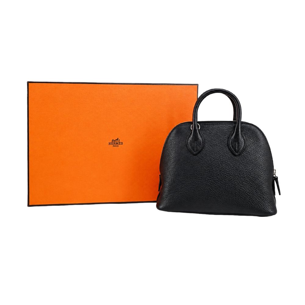 Hermes 愛馬仕 Mini Bolide 19cm Evercolor G刻 牛皮柏莉包(89黑/銀釦)/平行輸入