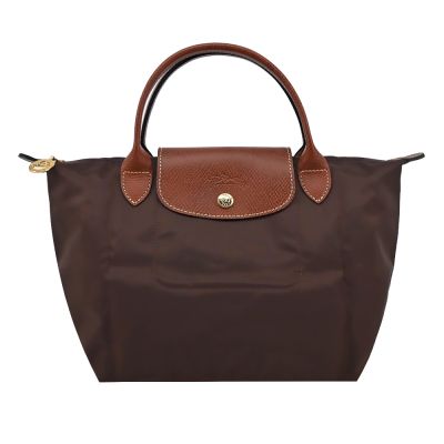 LONGCHAMP LE PLIAGE系列短把再生尼龍摺疊水餃包(小/摩卡)