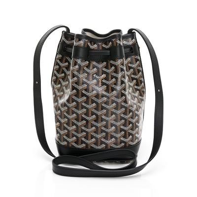 GOYARD Petit Flot 經典老花束繩水桶包(黑/混色條紋)