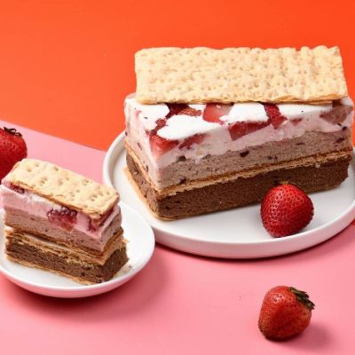 【拿破崙先生】爆量草莓牛奶派(400g/盒)*2盒